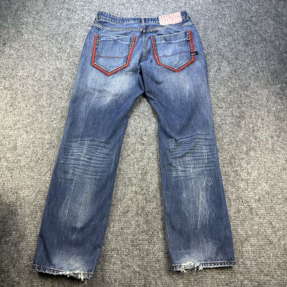 Rocawear Jeans Men 36 Classic Fit Baggy Embroidered Y2K Streetwear Heel Drag - Picture 7 of 15